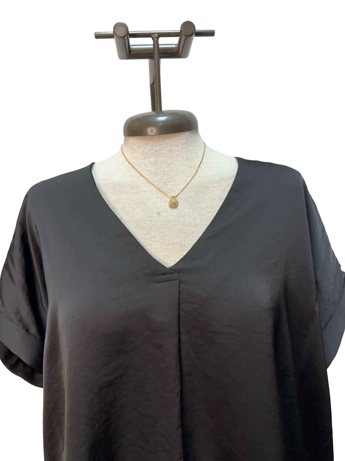 Solid V Neck Top Black