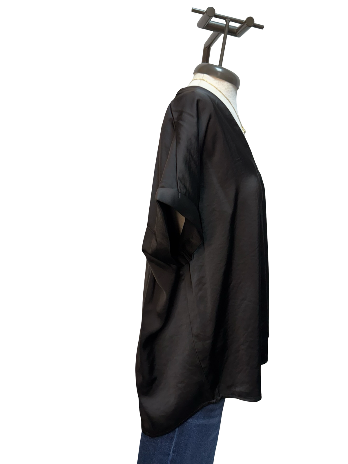 Solid V Neck Top Black