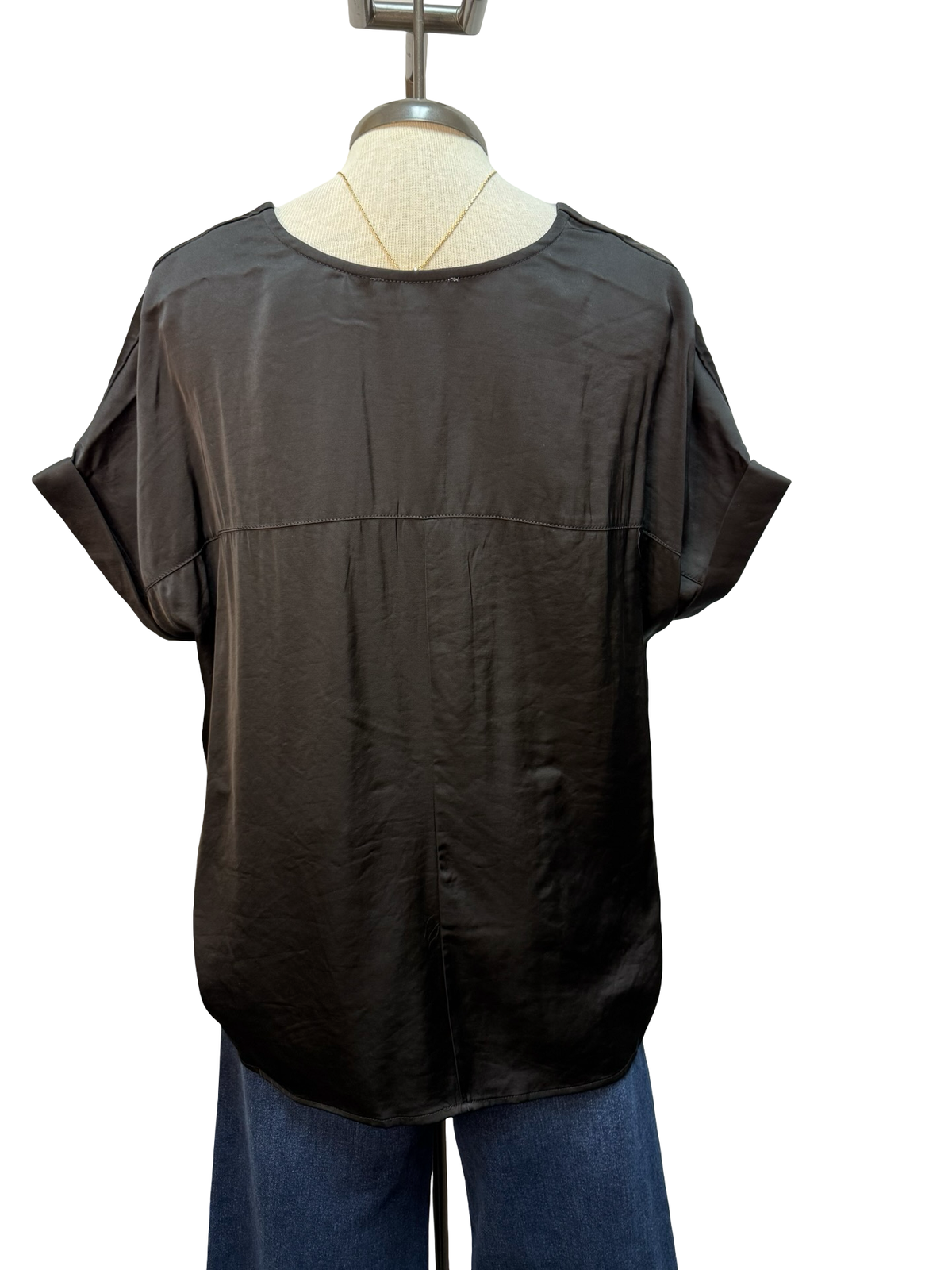 Solid V Neck Top Black