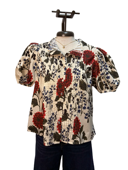 Fall Floral Puff Sleeve Top