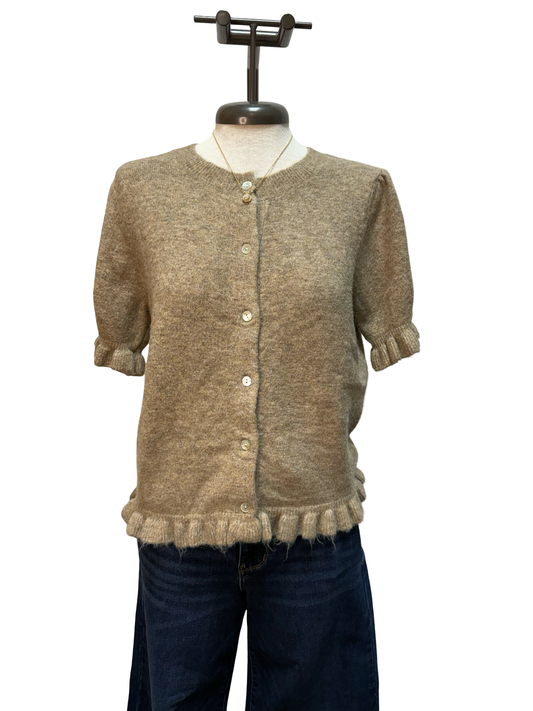 Ruffle Trim Short Sleeve Cardigan Coco