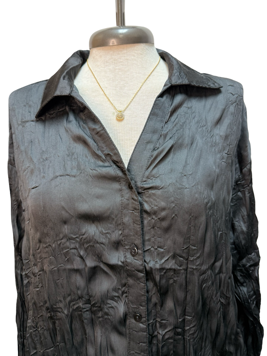 Textured Long Sleeve Blouse Black