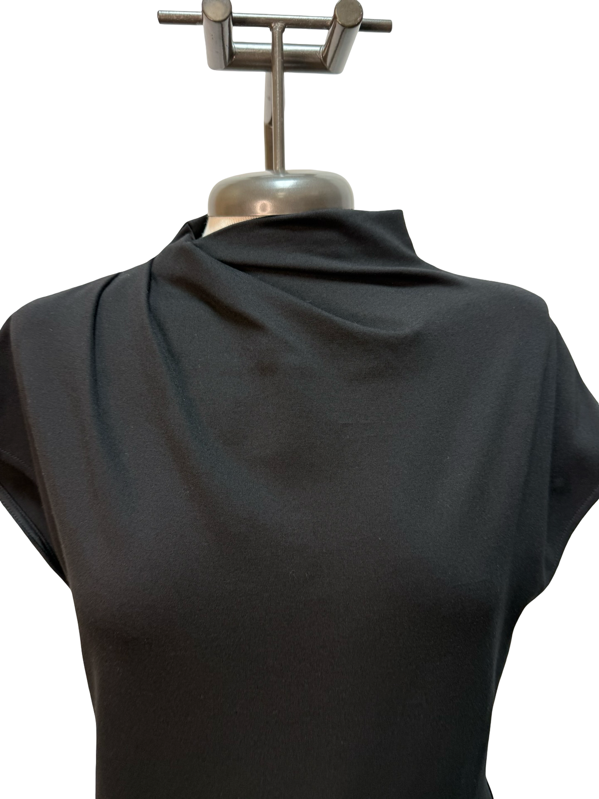 Mock Neck Dolman Short Sleeve Top Black