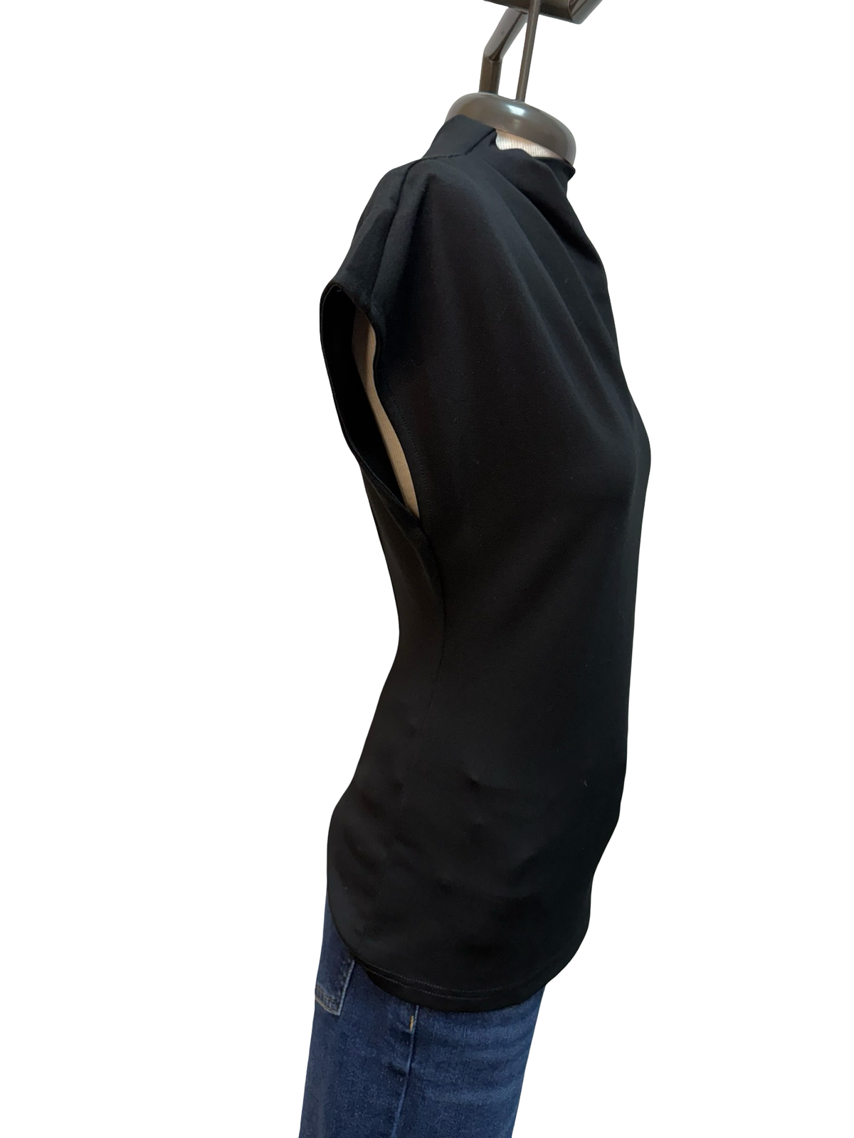 Mock Neck Dolman Short Sleeve Top Black