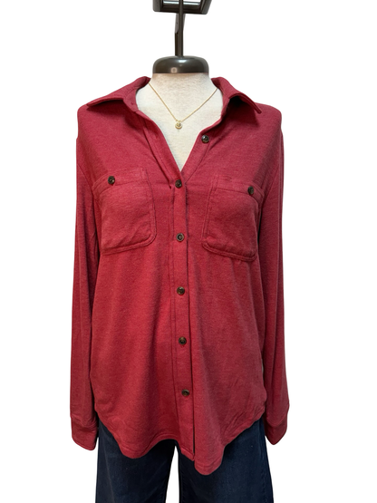 Super Soft Button Up Maroon