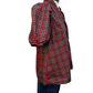 Plaid Short Puff Sleeve Ruched Neck Top