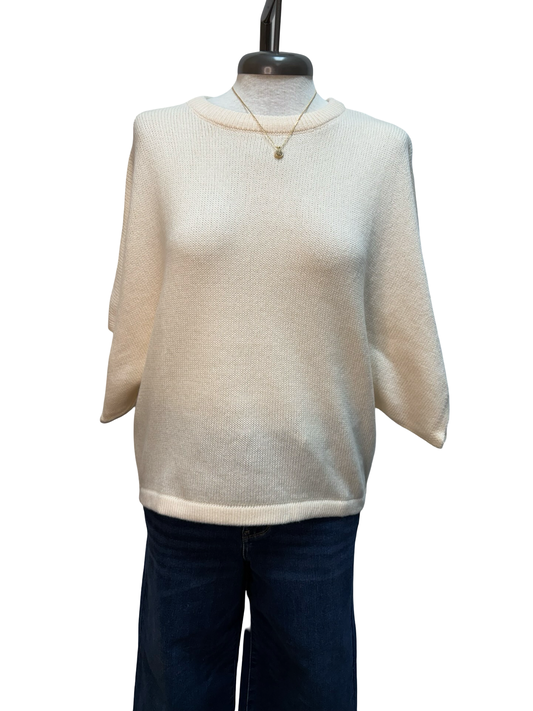 Oversized Short Sleeve Poncho Sweater Cream