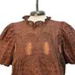 Eyelet Detail Crochet Trim Top Brown