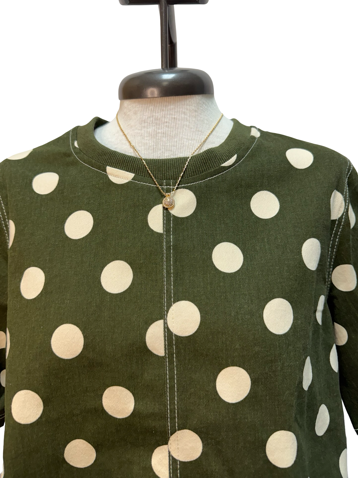 Dot Short Sleeve Top Olive