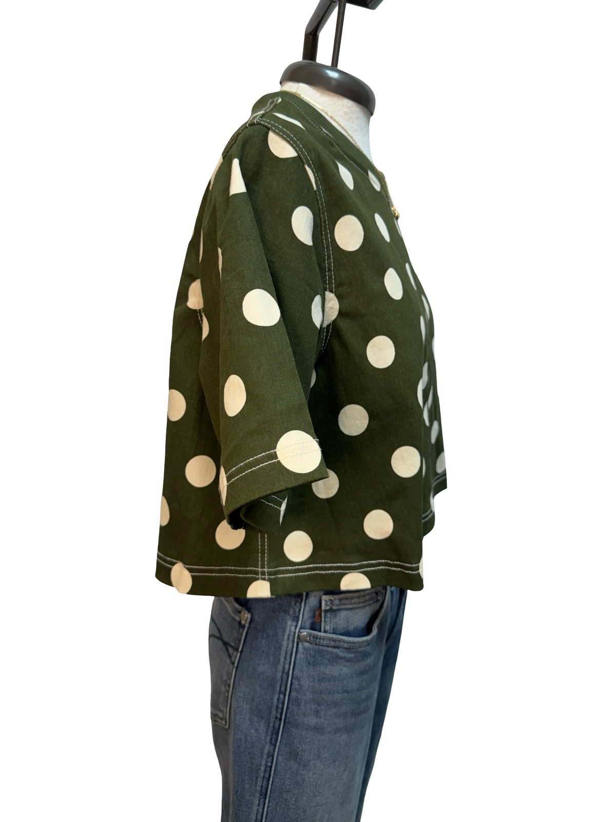 Dot Short Sleeve Top Olive