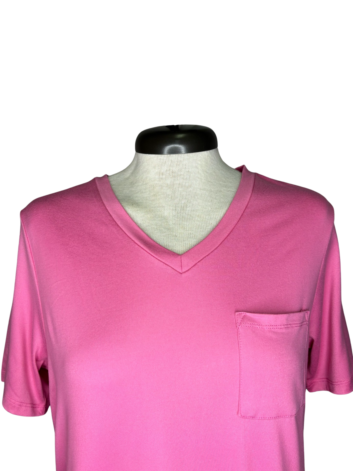 Highlands V Neck Pocket Tee Pink