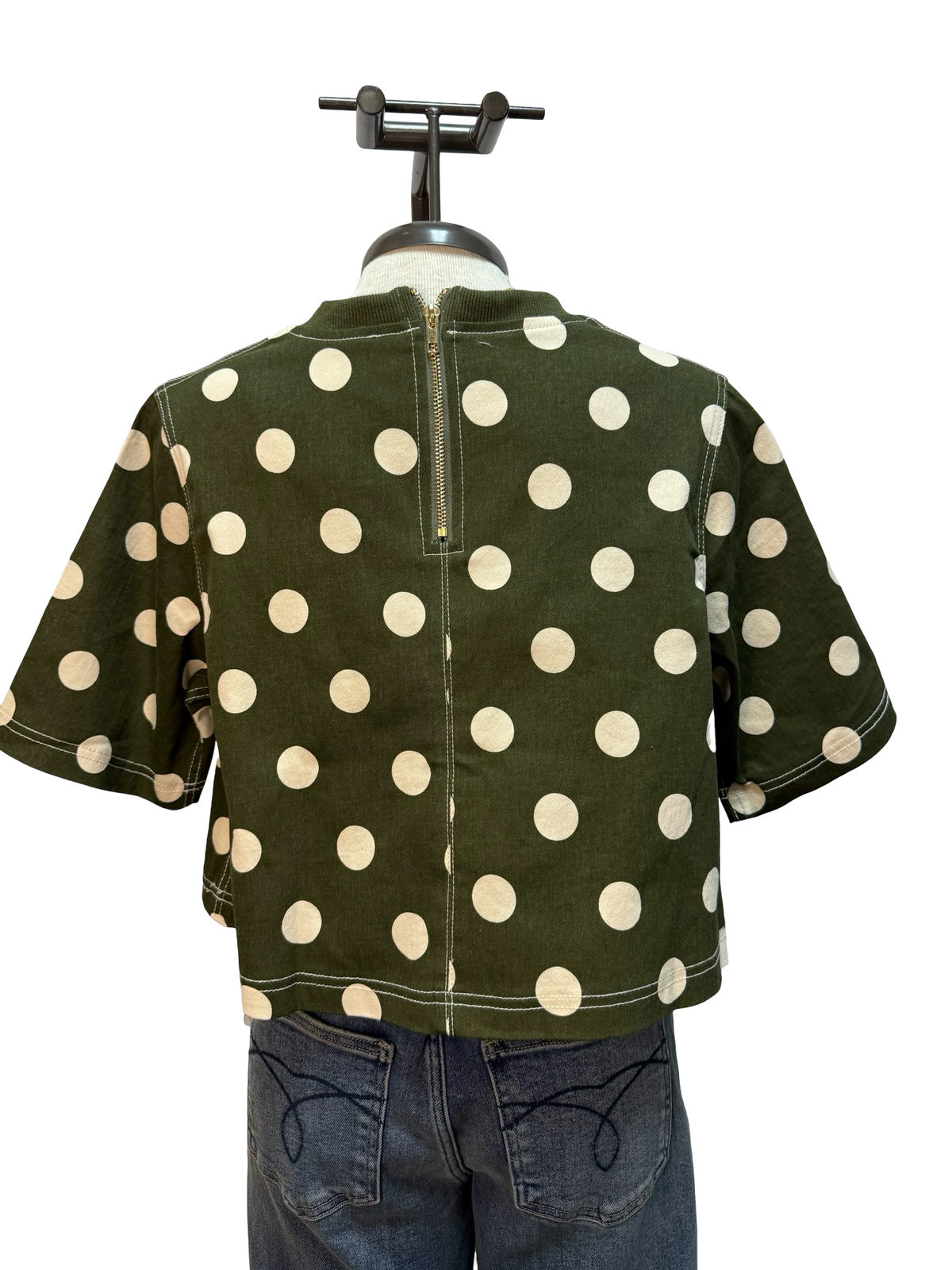 Dot Short Sleeve Top Olive