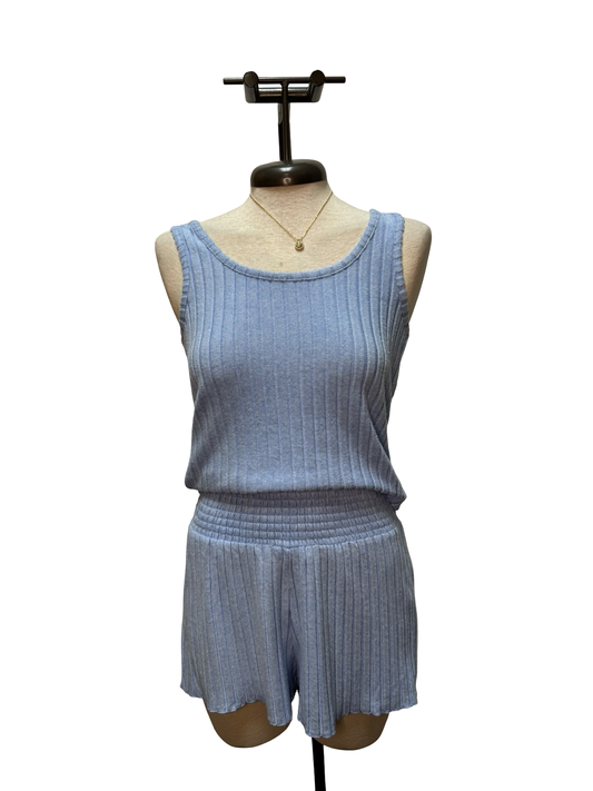 Double Scoop Silky Rib Tank Crystal Blue