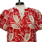 Floral Embroidered V Neck Blouse Mandarin