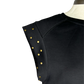 Black Studded Short Sleeve Top