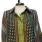 Stripe & Polka Dot Print Button Up Top Olive