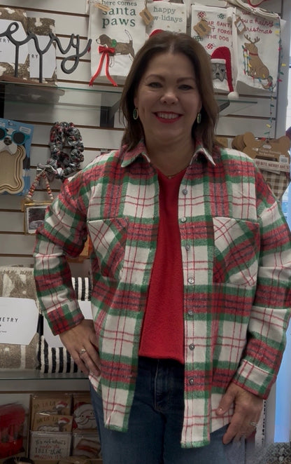 Plaid Shacket Red/Green