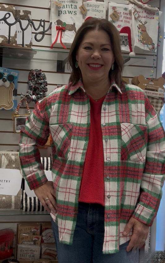Plaid Shacket Red/Green
