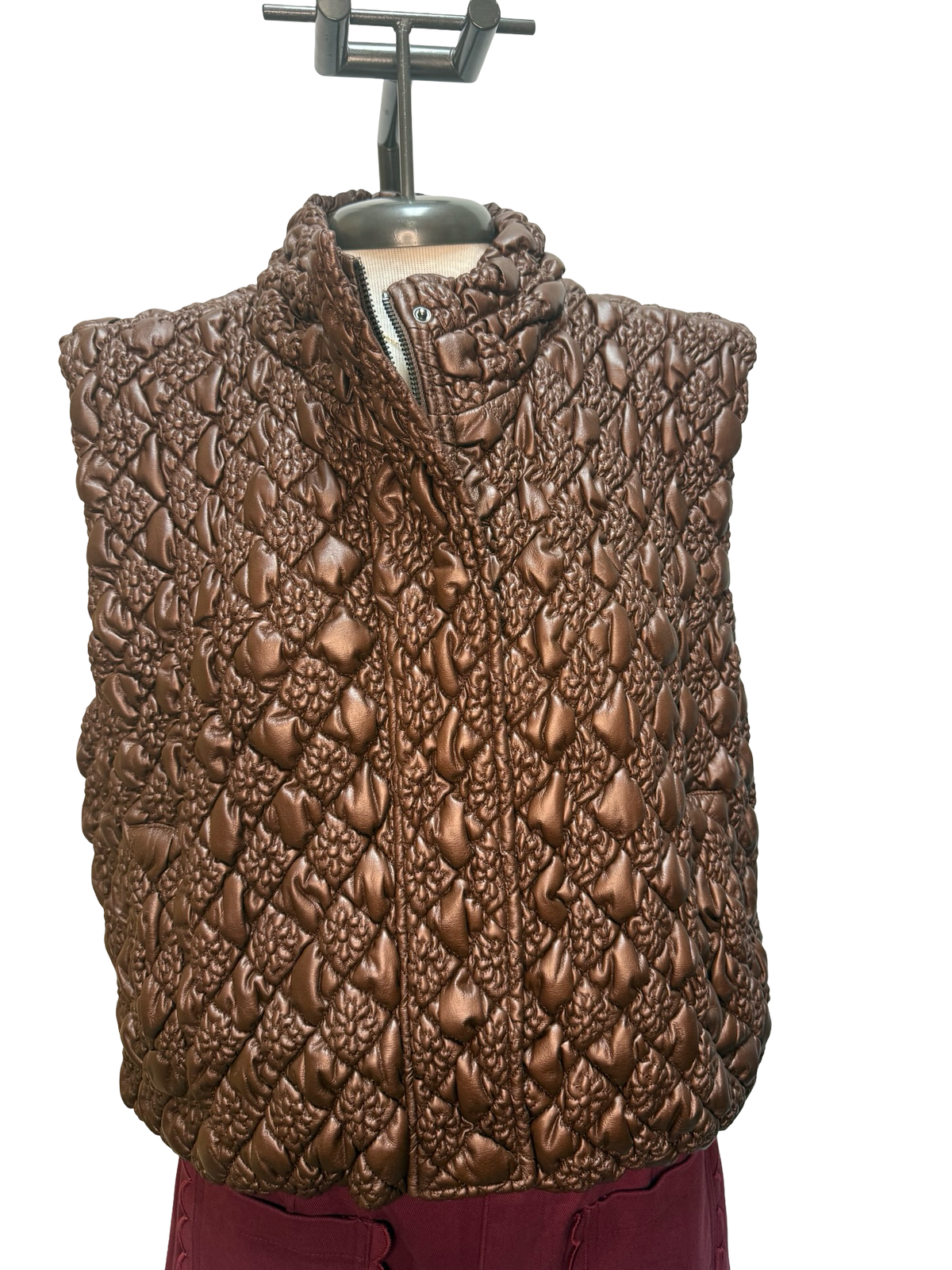 Cropped Quilted Vest Brown
