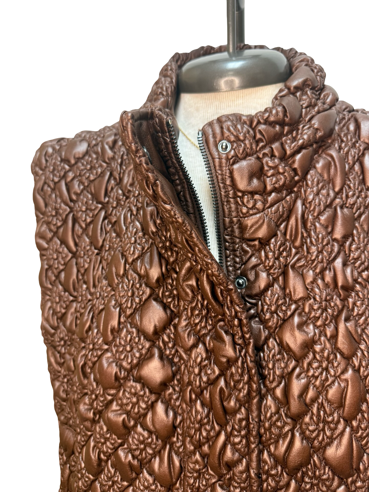 Cropped Quilted Vest Brown