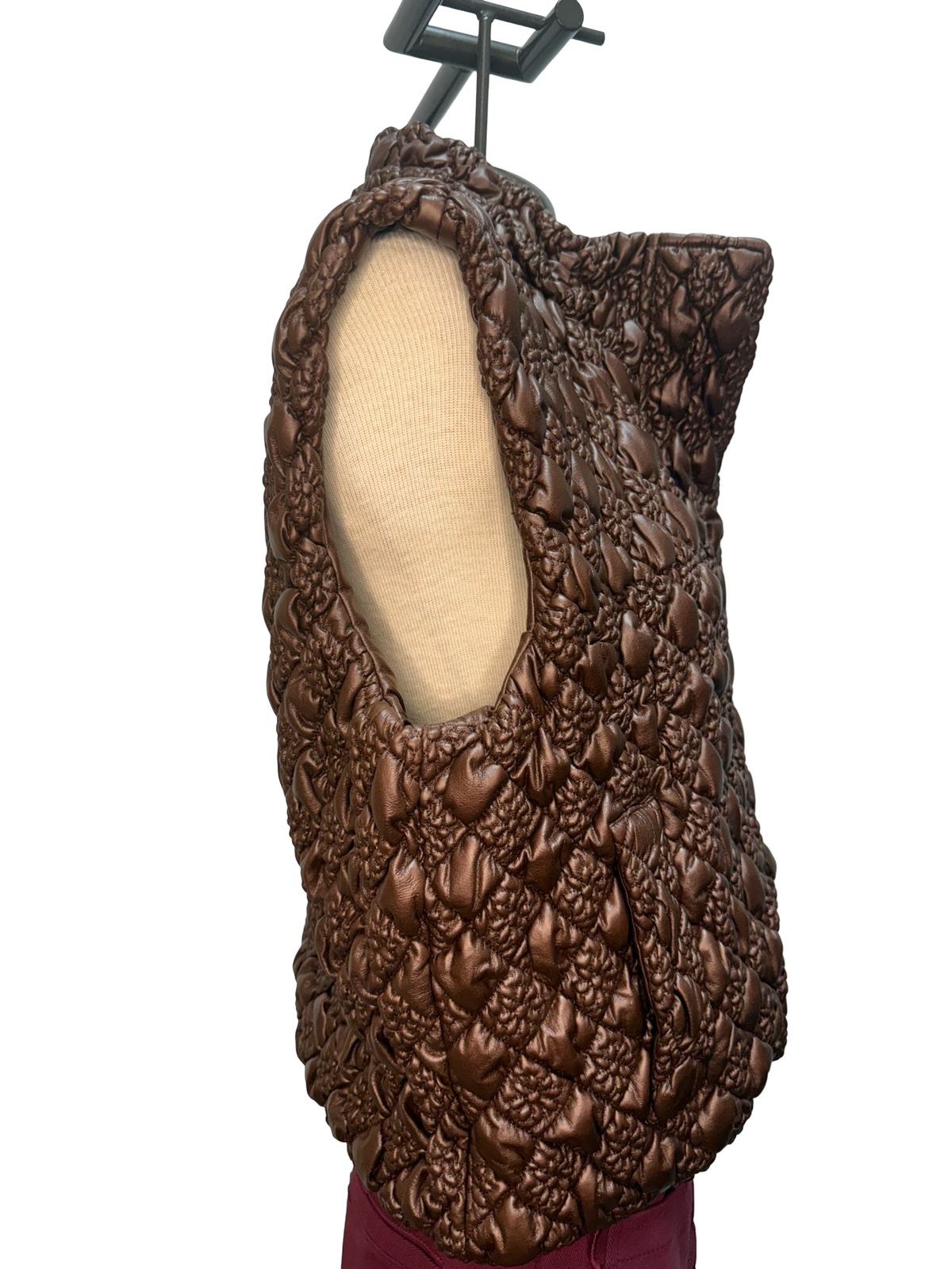 Cropped Quilted Vest Brown