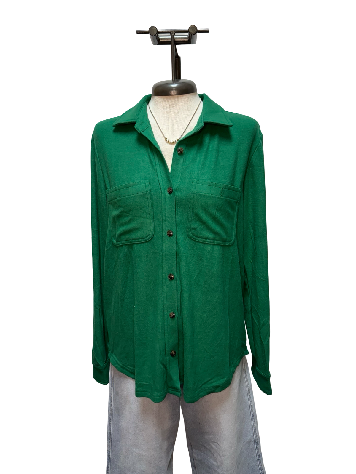 Super Soft Button Up Green