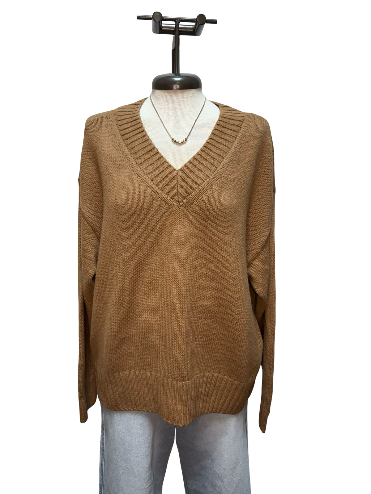 Cloud Spun V Neck Sweater Golden Caramel