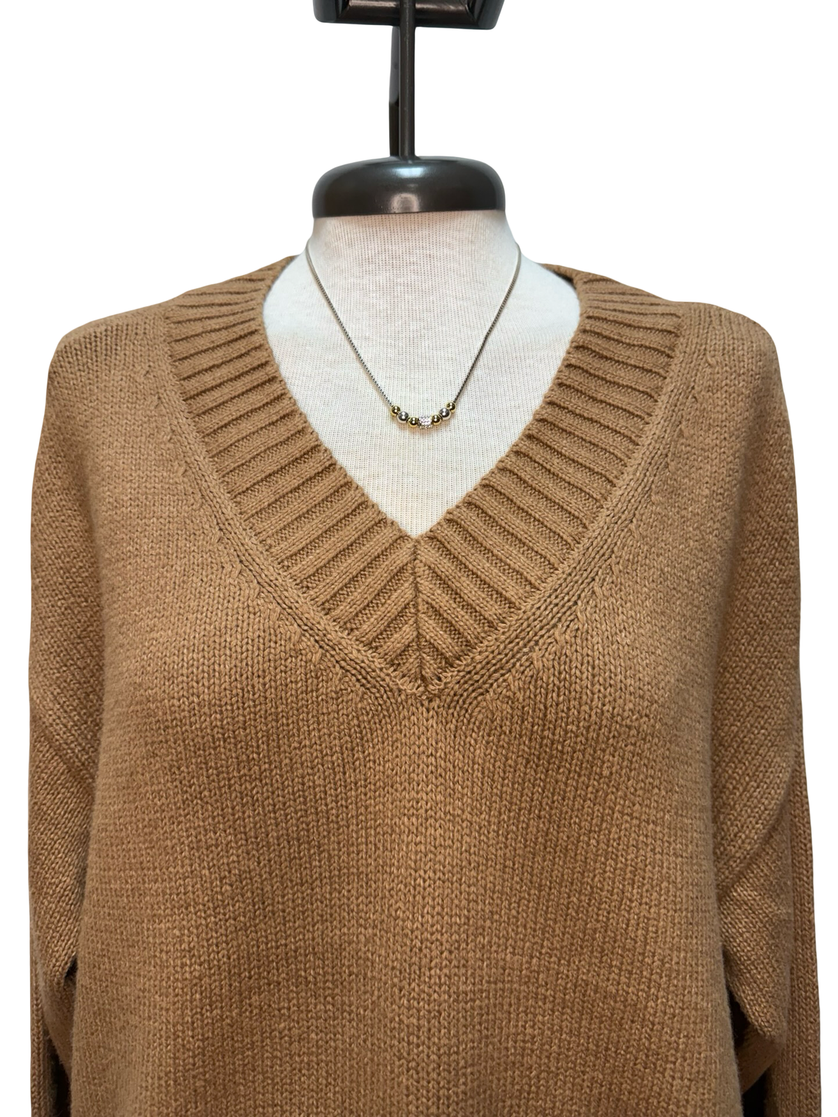 Cloud Spun V Neck Sweater Golden Caramel