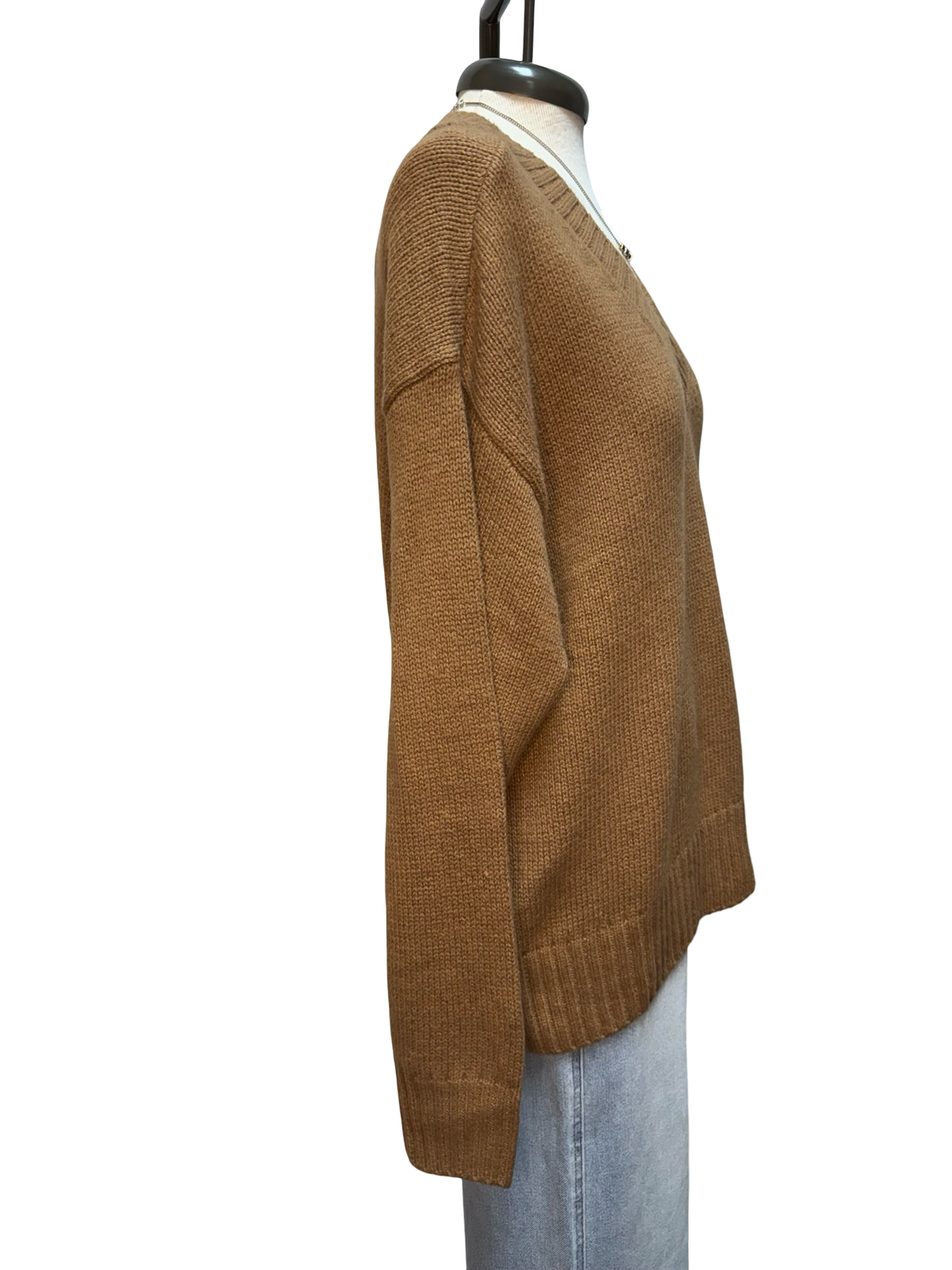Cloud Spun V Neck Sweater Golden Caramel