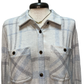 White, Gray, & Light Blue Plaid Button Up