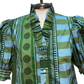 Print Short Sleeve Ruffle Neck Top Olive