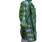 Print Short Sleeve Ruffle Neck Top Olive