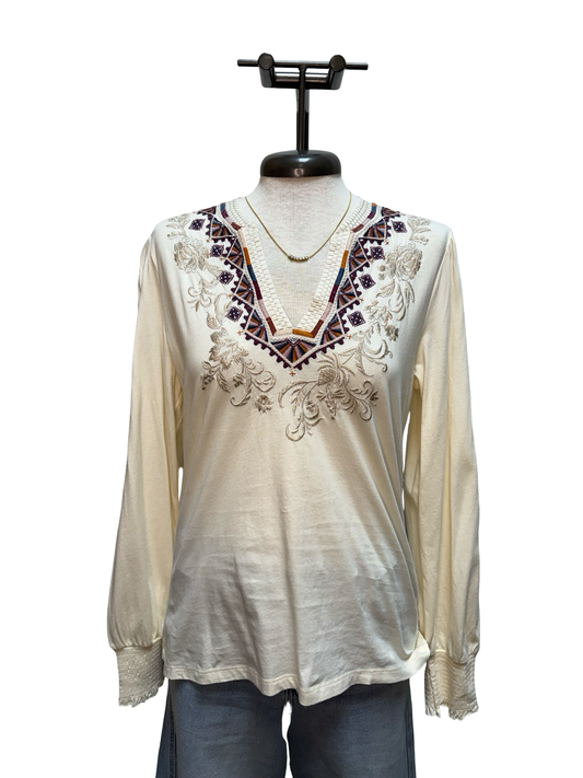 Amyle Henley Bishop Sleeve Tee Artic Wolf