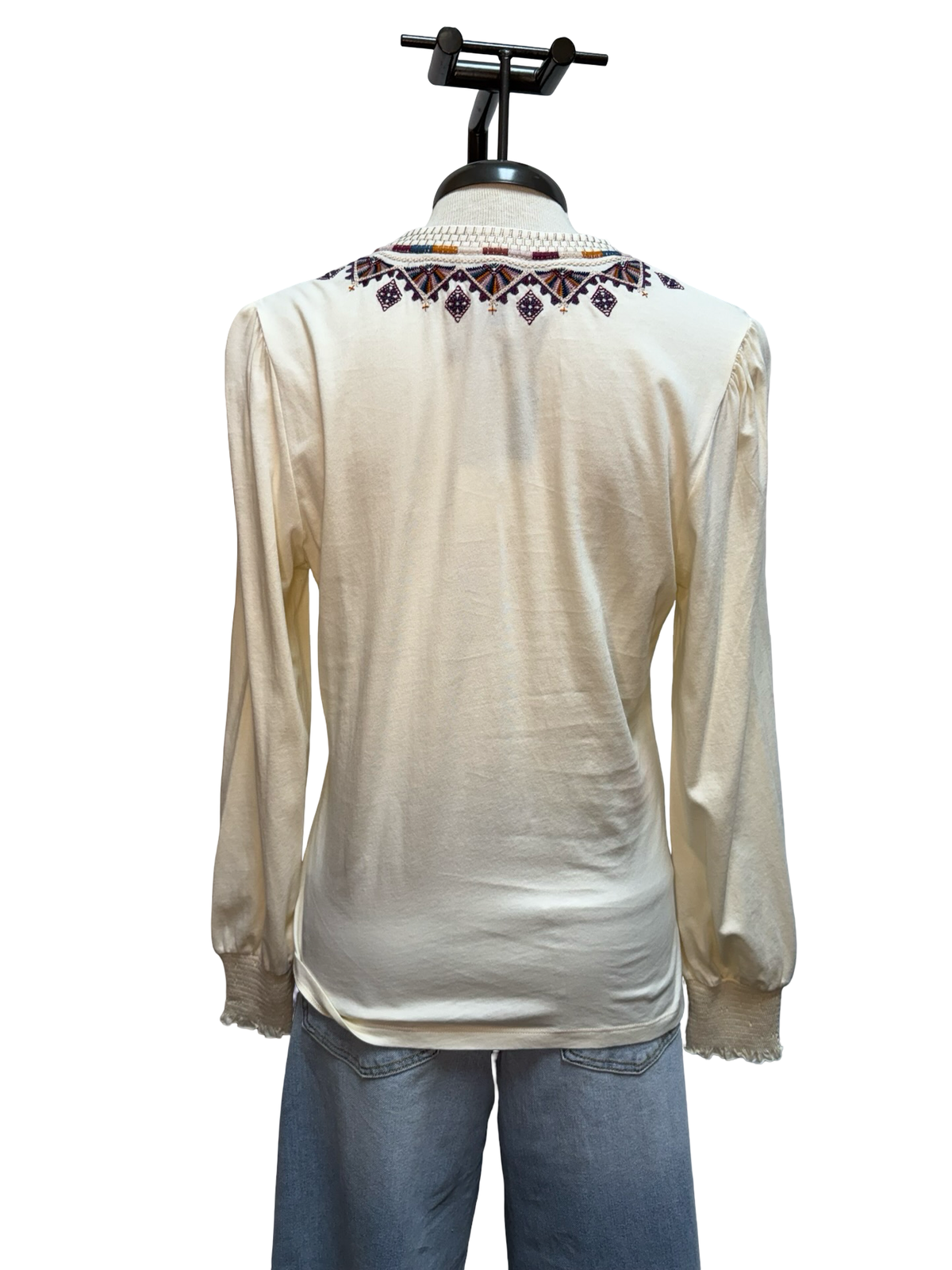 Amyle Henley Bishop Sleeve Tee Artic Wolf