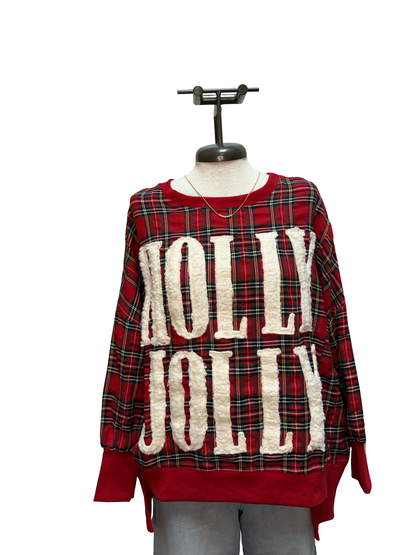 Holly Jolly Red Plaid Sherpa Sweatshirt