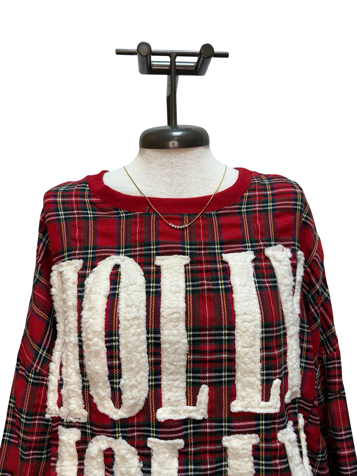 Holly Jolly Red Plaid Sherpa Sweatshirt