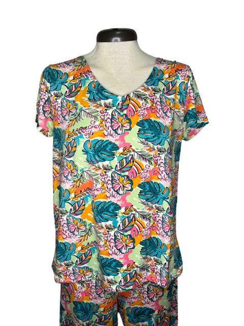 Tropical Monstera Leaf V Neck Top