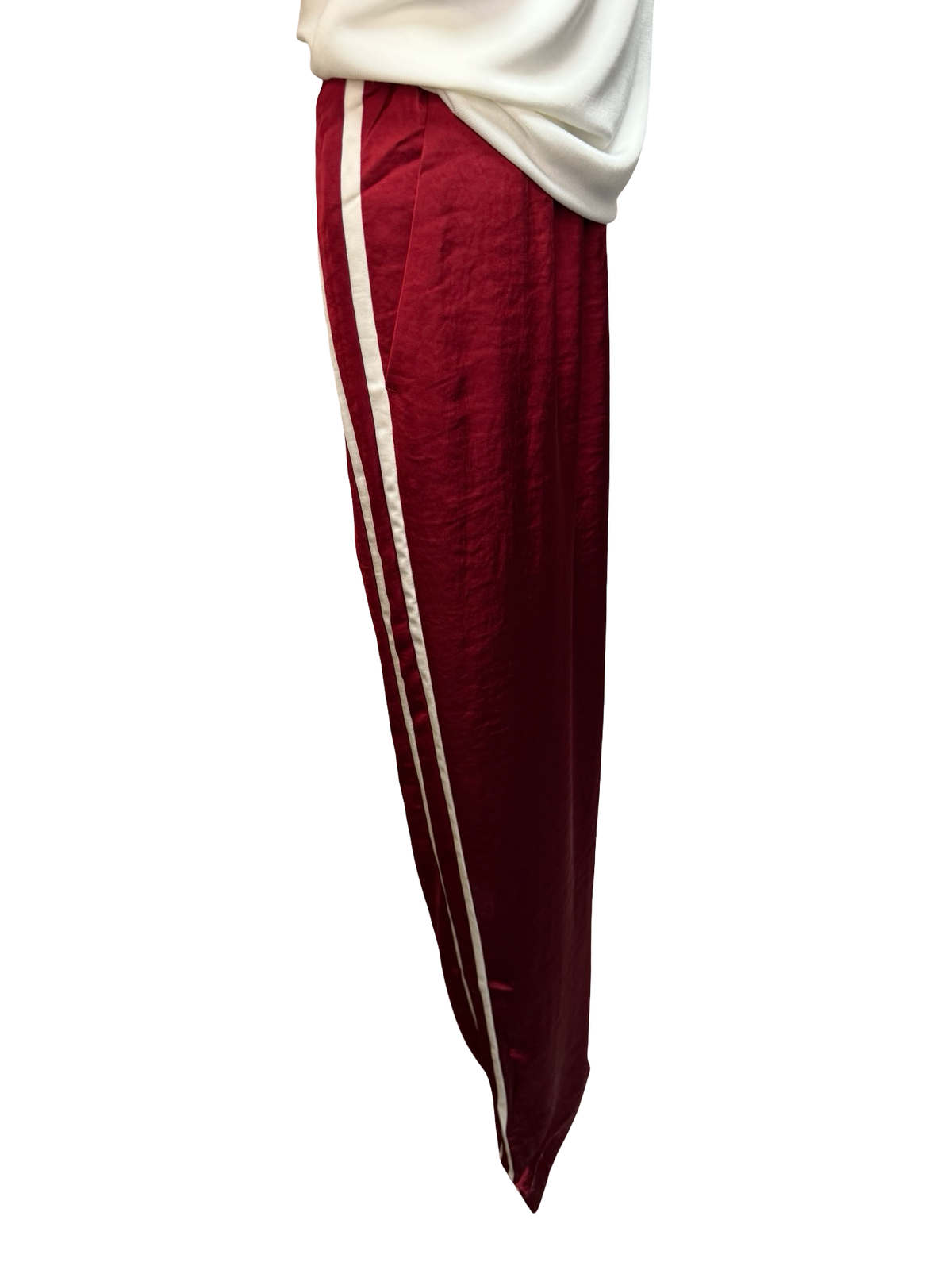 In Stride Satin Track Pant Red Dahlia