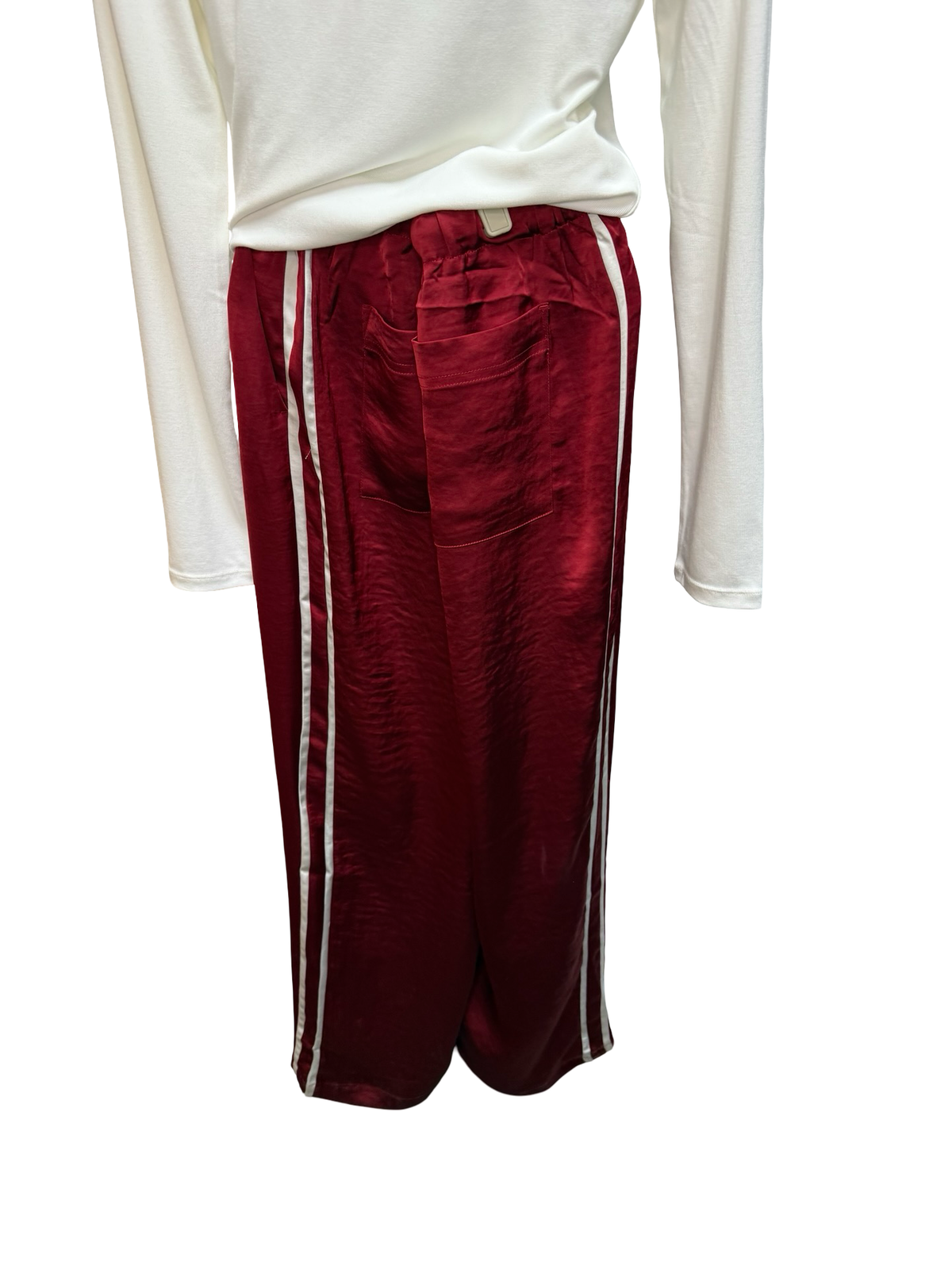 In Stride Satin Track Pant Red Dahlia