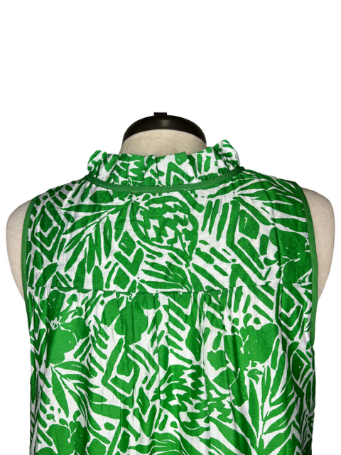 Green Ferns Trimmed Yoke Dress