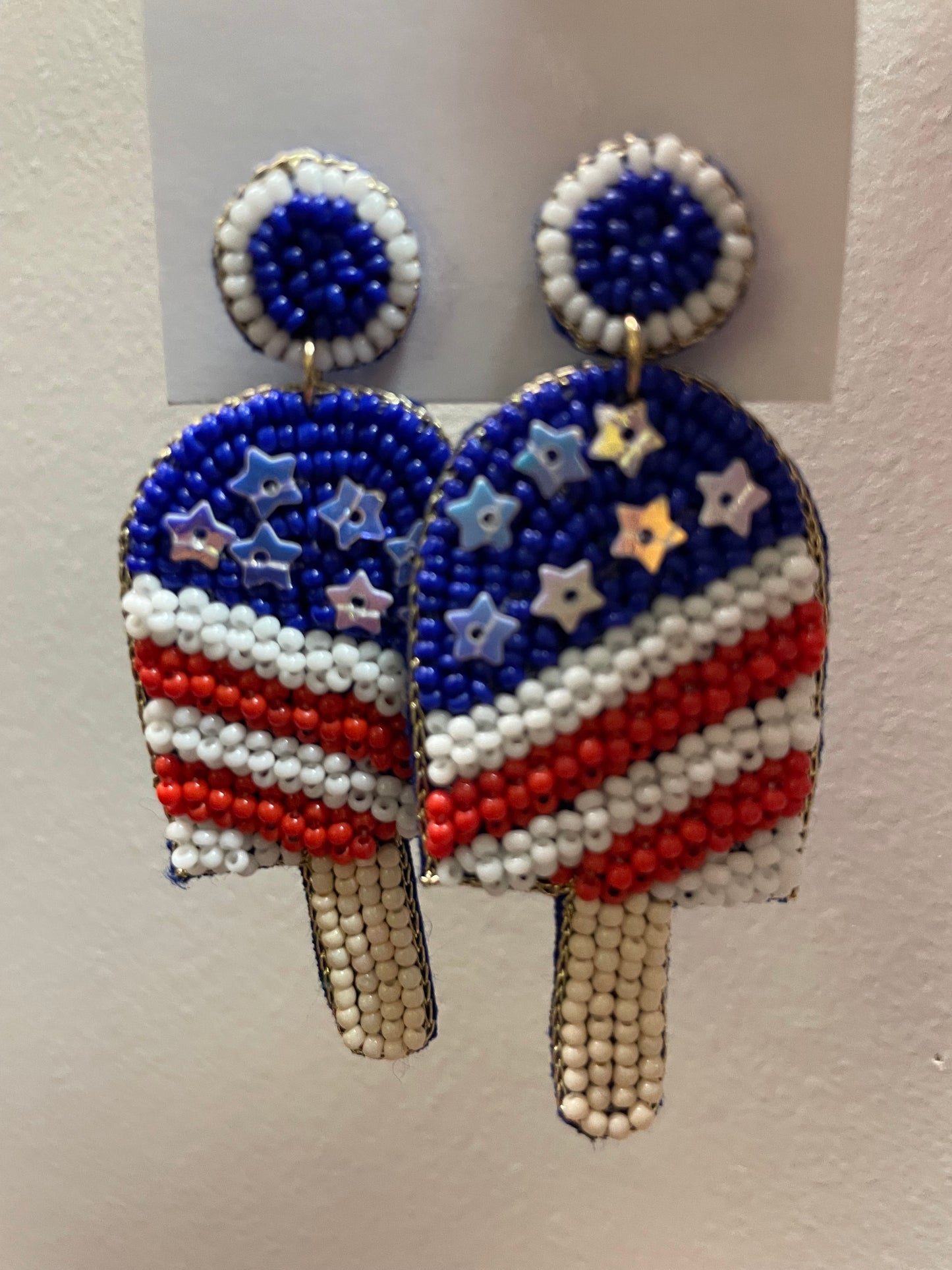 Patriotic Popsicle Beaded Earrings