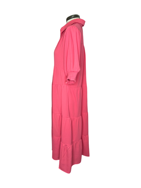 Collared Tiered Maxi Coral Pink