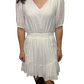 Trim Cinch Waist Dress White