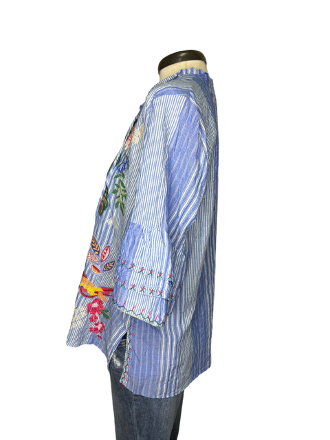 Ruffle Sleeve Jeanette Blouse Aster Stripe