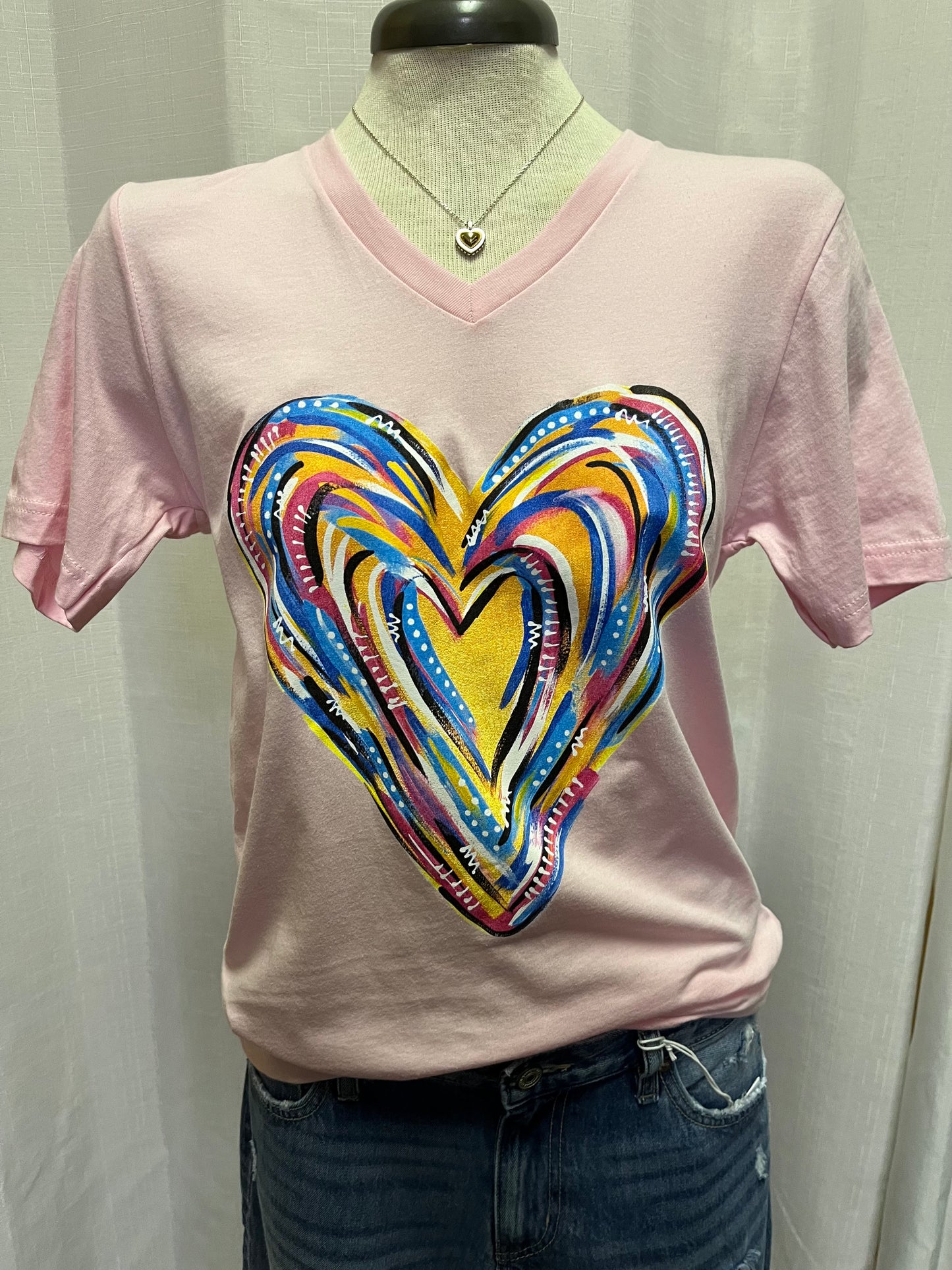 Painted Heart Pink Tee