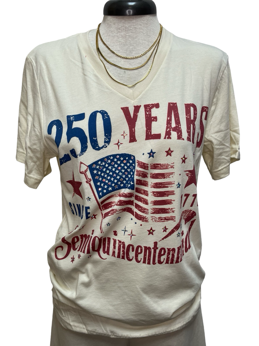 250 Years V-Neck Bling TShirt