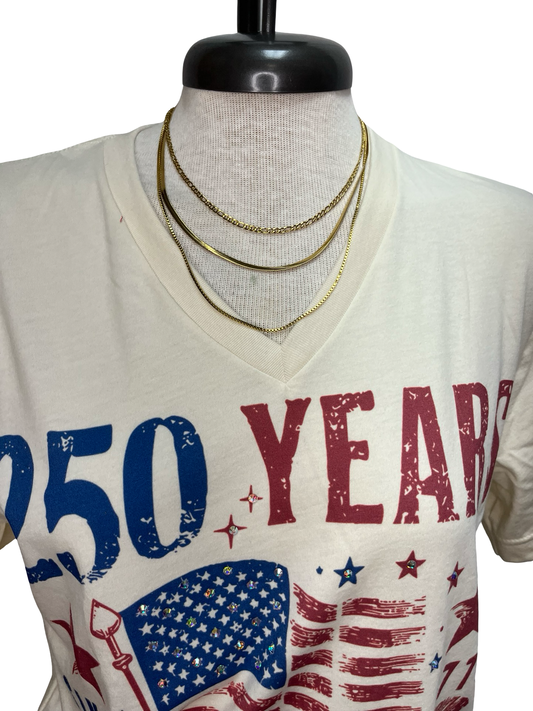 250 Years V-Neck Bling TShirt
