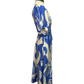 Blue Deco Flared Midi Dress