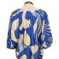 Blue Deco Trimmed Peasant Top