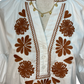 Embroidered Front Button Top Off White